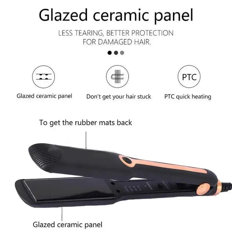 Tinsol 2-in-1 hair straightener curling iron with glazed ceramic plates and wide plates, Simples Market