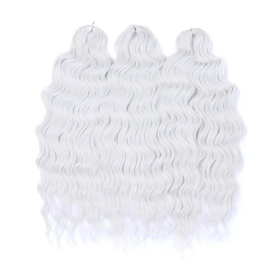 Anna 24in synthetic water-wave braiding hair extensions, ombre blonde, three bundles, Simples Market