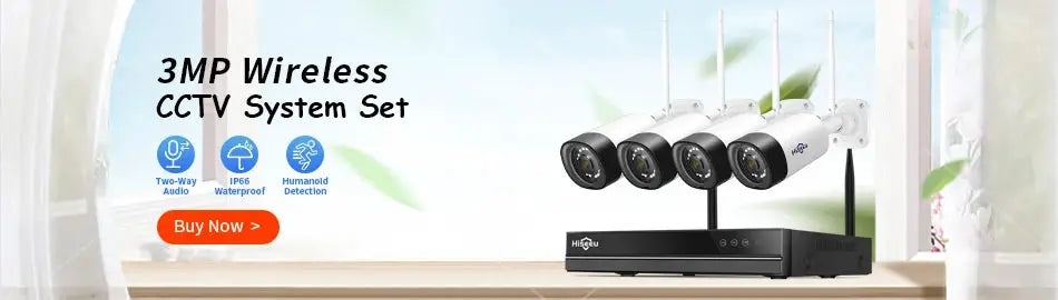 Hiseeu 4-camera wireless CCTV system with 3.6mm lenses