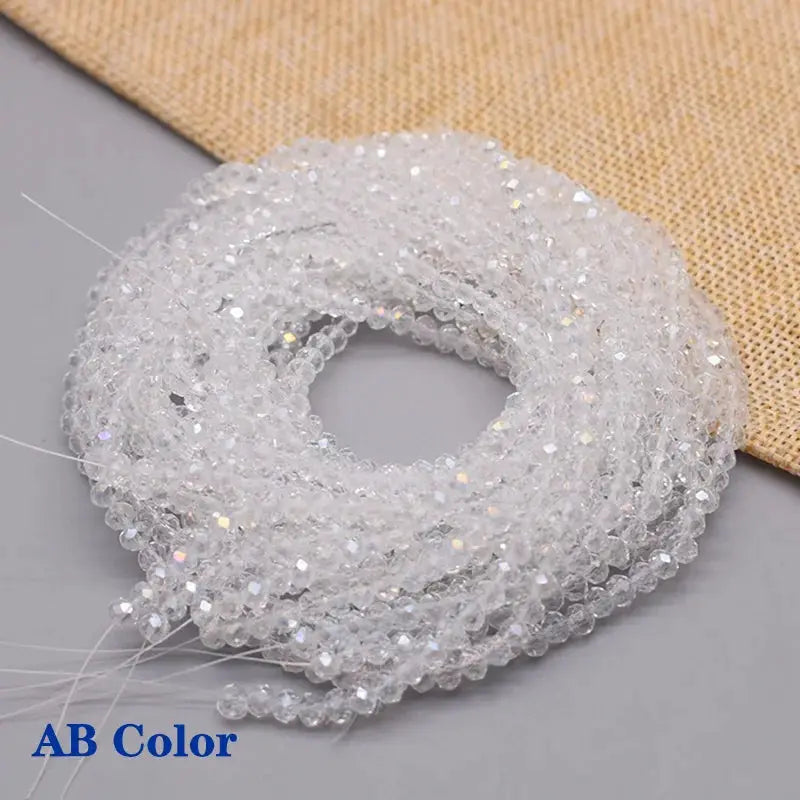 Yanqi Rondelle Crystal Beads 2mm 3mm 4mm Faceted Round Glass Beads for Jewelry Making DIY Spacer Beads