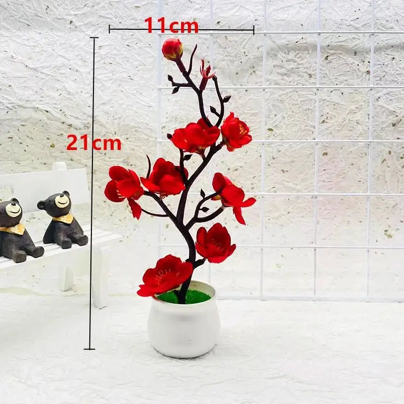 2025 Mother's Day Gift Artificial Bonsai Tree Home Decor Potted Plant Tabletop Fake Flower