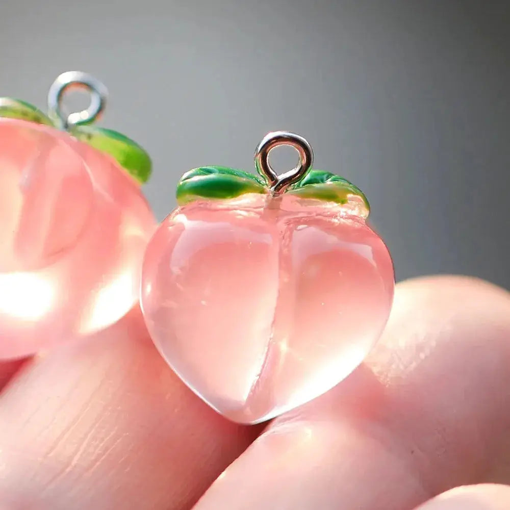 10 Pieces Transparent Peach Flat Resin Charms For Jewelry Making DIY Earrings Necklace Keychain Decoration