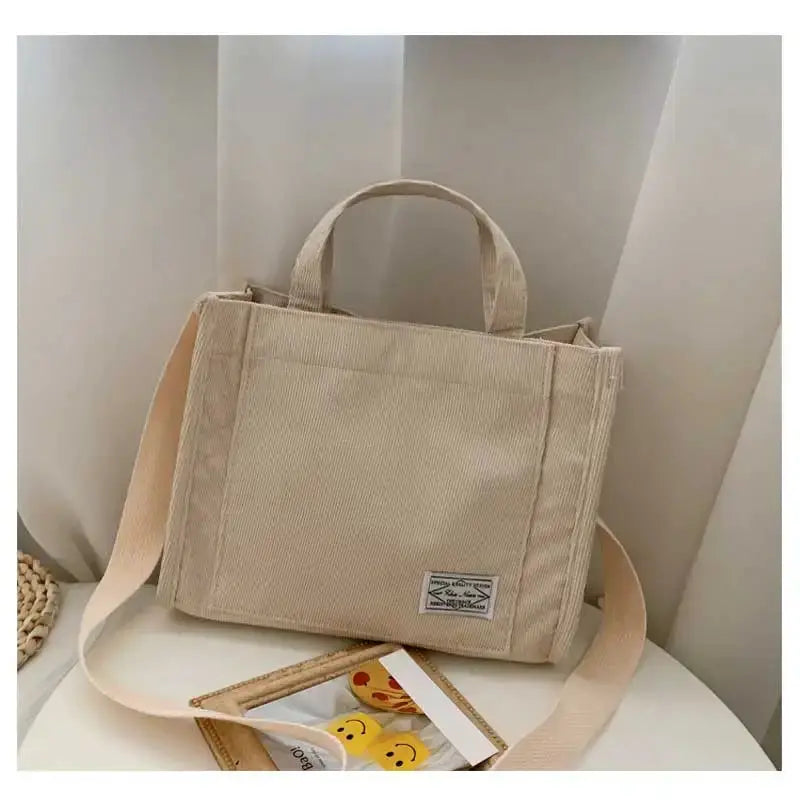 UrbanNest Corduroy Crossbody Tote Bag With Multiple Carry Options For Casual And Travel Use