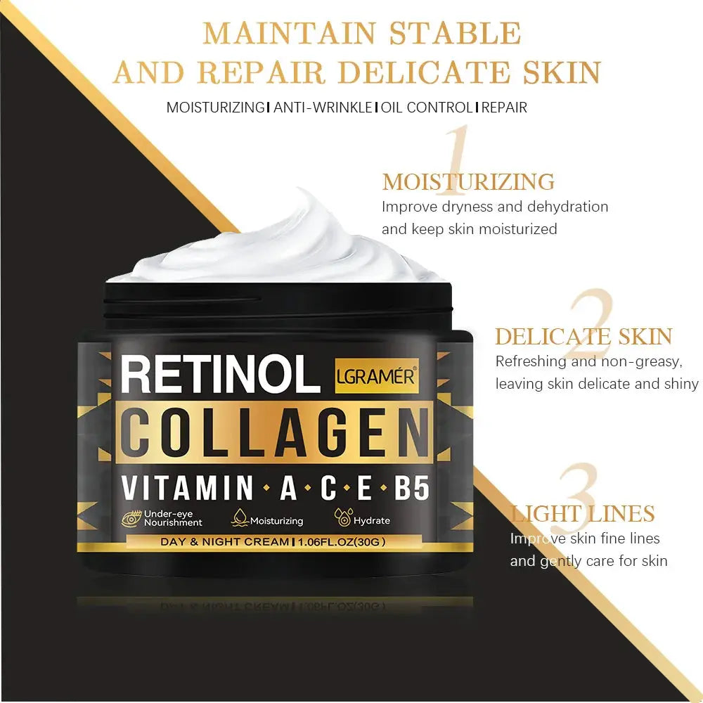 NexDerm Men's Retinol Collagen Vitamin C Face Cream for Brightening Hydration and Anti Aging Wrinkle Reduction