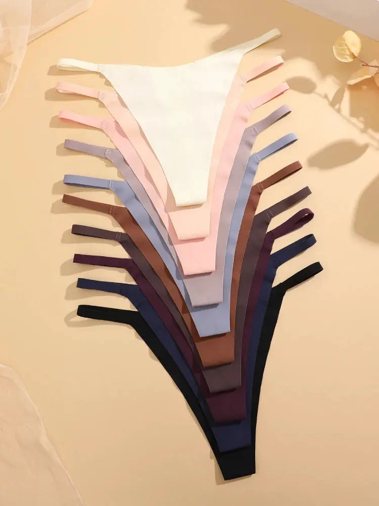 Thong underwear set for women by Simples Market, seamless ultra-thin, breathable high-stretch in assorted colors