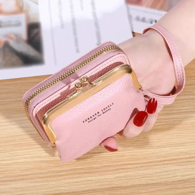 LumaLux Zero Wallet Womens Wrist Strap Card Holder With Large Capacity And Coin Clip Durable PU Material
