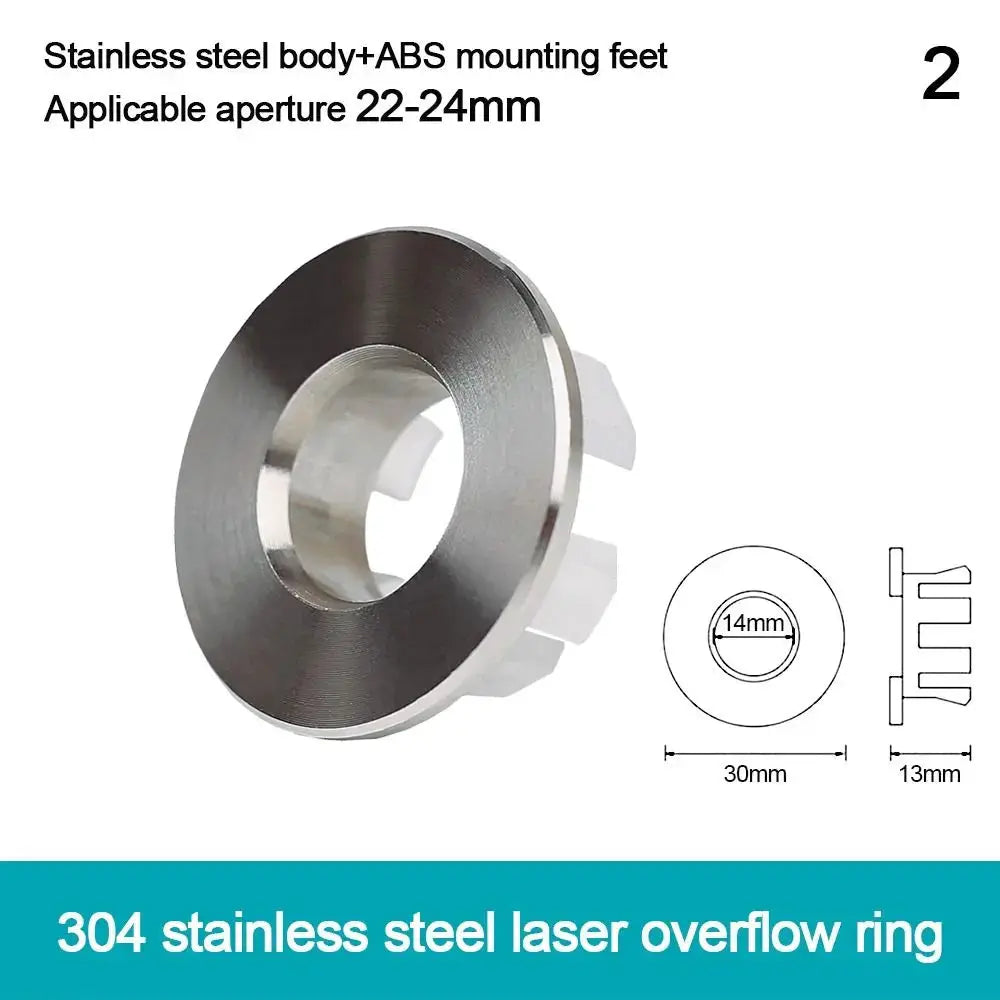 PureCraft Stainless Steel Basin Sink Overflow Cover Ring Insert For Round Drains Leakproof Polished Silver Finish