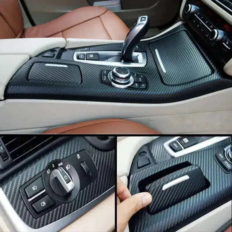 Black carbon fiber vinyl car wrap film for interior trim by Simples Market