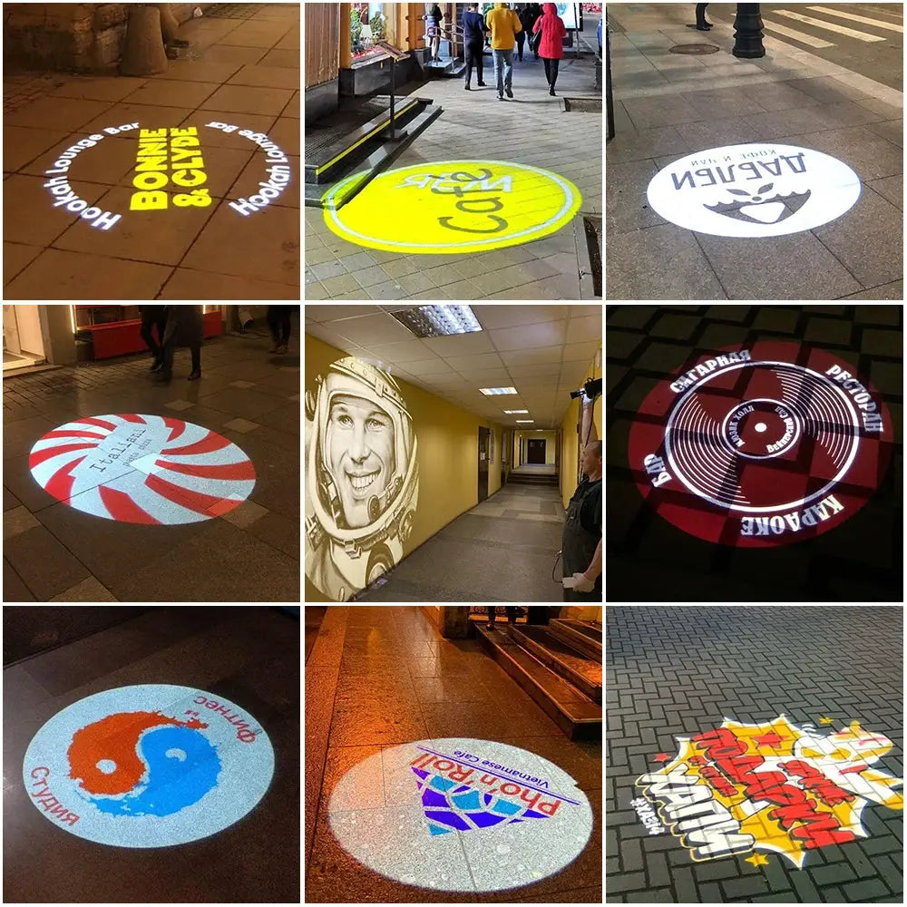 Advertising Gobo Projector outdoor IP67 LED rotating logo projector with custom logos (9 samples)