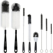 Simples Market 8-piece bottle cleaning brush set with long-handled black brushes for narrow bottles and jars