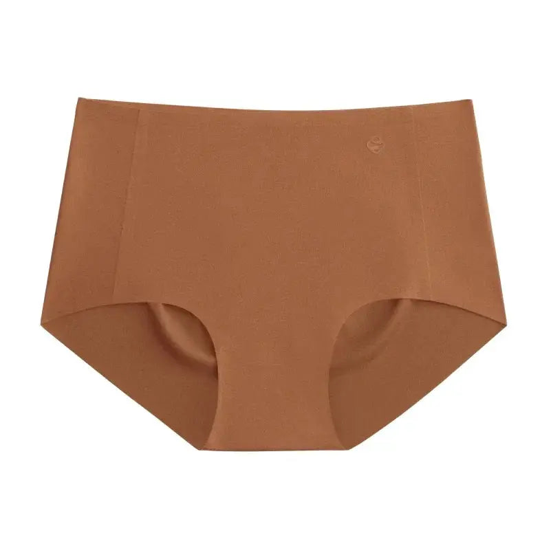 SUJIIN women's seamless cotton crotch briefs, brown antibacterial breathable high-waisted underwear by Simples Market