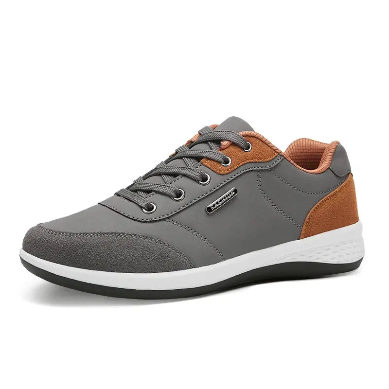 YRZL Men Waterproof Walking Sneakers Leather Non Slip Sports Shoes for Spring Autumn Outdoor Wear