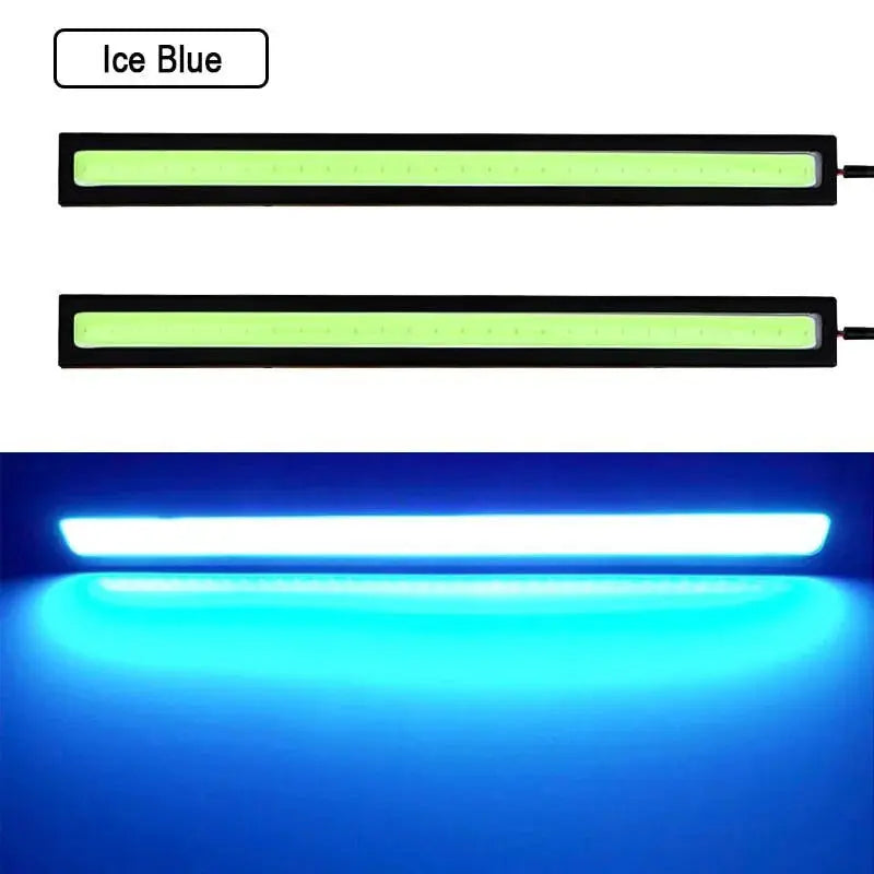 Simples Market Ice Blue 2x 17cm LED DRL waterproof daytime running light strips, aluminum housing, 12V COB LED