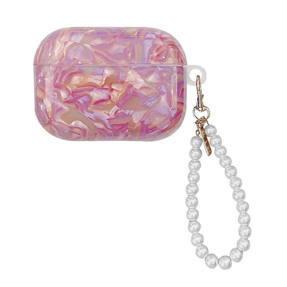 Leopard Girl AirPods Pro Case USB C 1 2 3 4 Soft Silicone Shockproof Cover With Pearl Shell Keychain