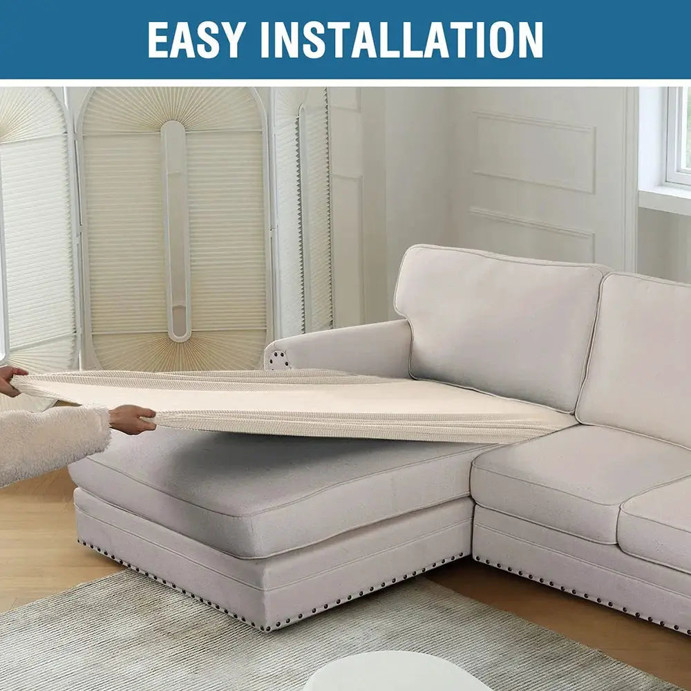 Jacquard Pure sofa cover in polar fleece for beige sectional with chaise