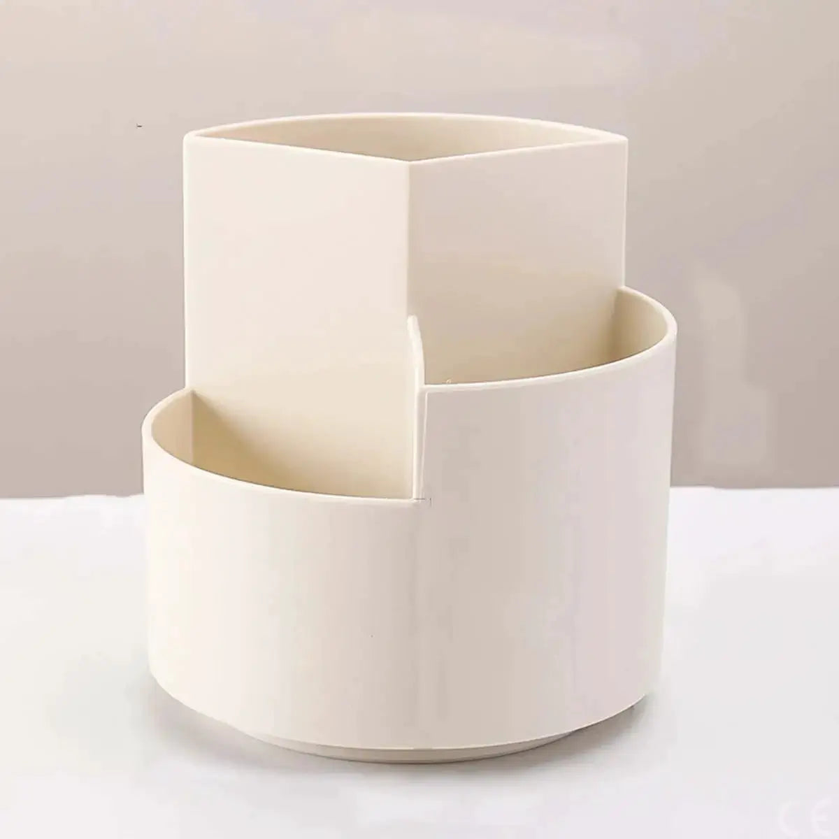 DeskZen Rotating Pen Holder Three Hole Desk Organizer For Pens Pencils And Makeup Brushes Space Saving Design