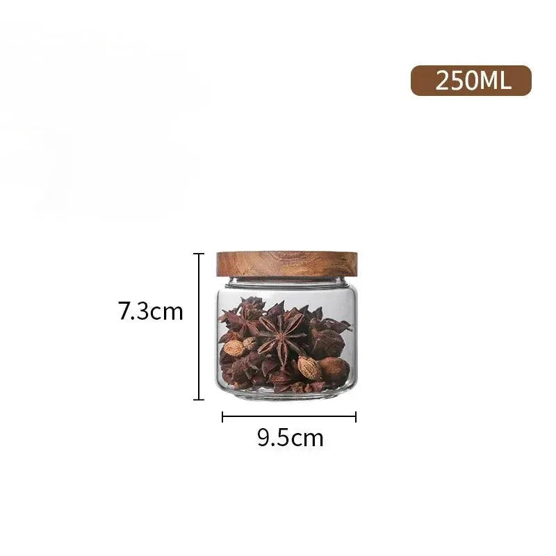 Glass Canister Set With Wooden Lids Airtight Jars For Kitchen Storage Cereal Dispenser And Pantry Organization