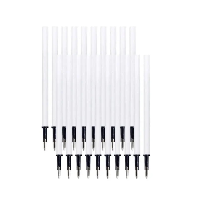 Retractable erasable gel pen set with refills by Simples Market; white barrels, built-in erasers, black/blue ink