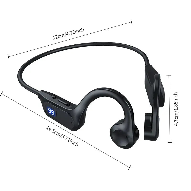 X7 Wireless Bluetooth Earphones Sports Style With Air Conducting LED Battery Display And Memory Card Support