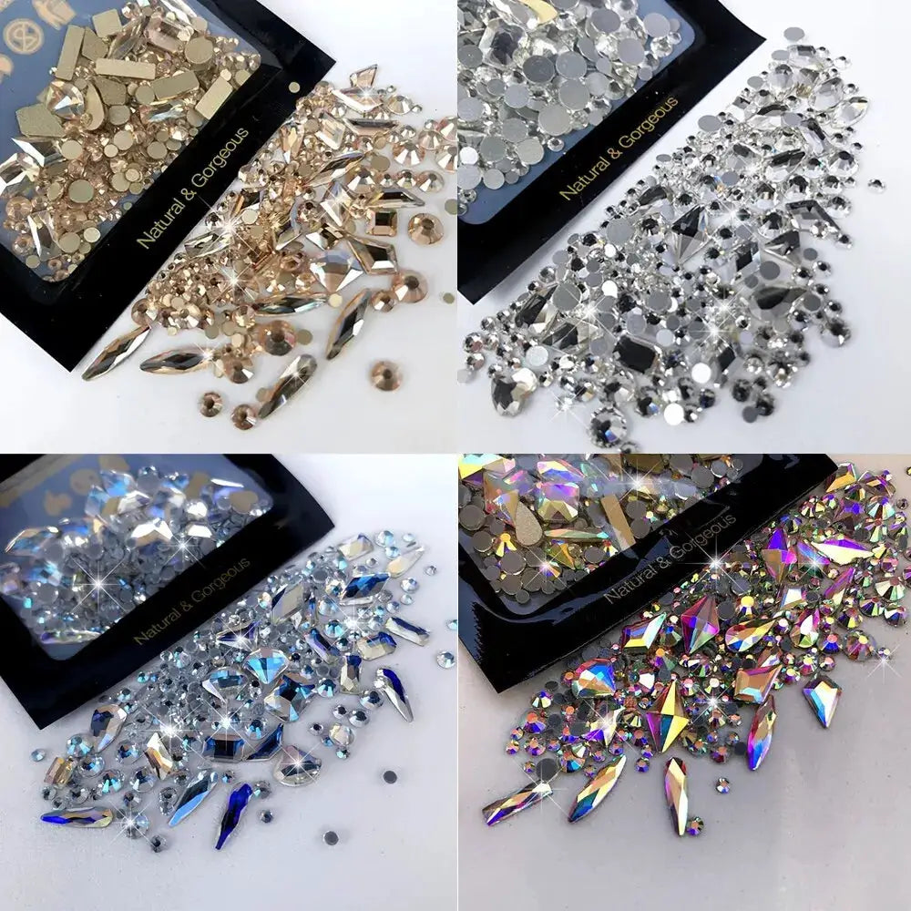 150 Round Flatback Glass Rhinestones and 20 Odd Shaped Beads for Nail Art Jewelry DIY Design