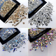 150 Round Flatback Glass Rhinestones and 20 Odd Shaped Beads for Nail Art Jewelry DIY Design