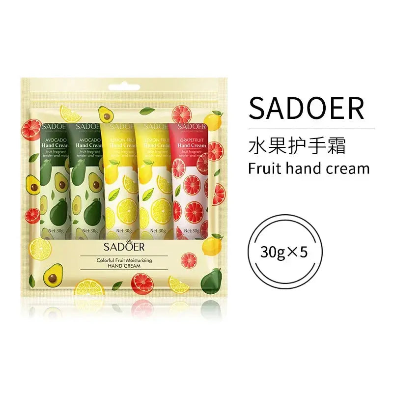 5 Piece Fruit And Plant Scented Hand Cream Set Moisturizing Repair For Dry Hands Skin Care