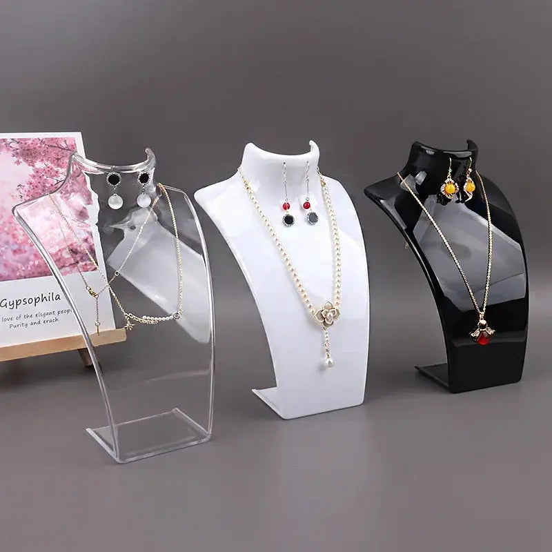 Acrylic Portrait Model Jewelry Display Stand For Necklaces Pendants And Earrings Exhibition Shelf Holder