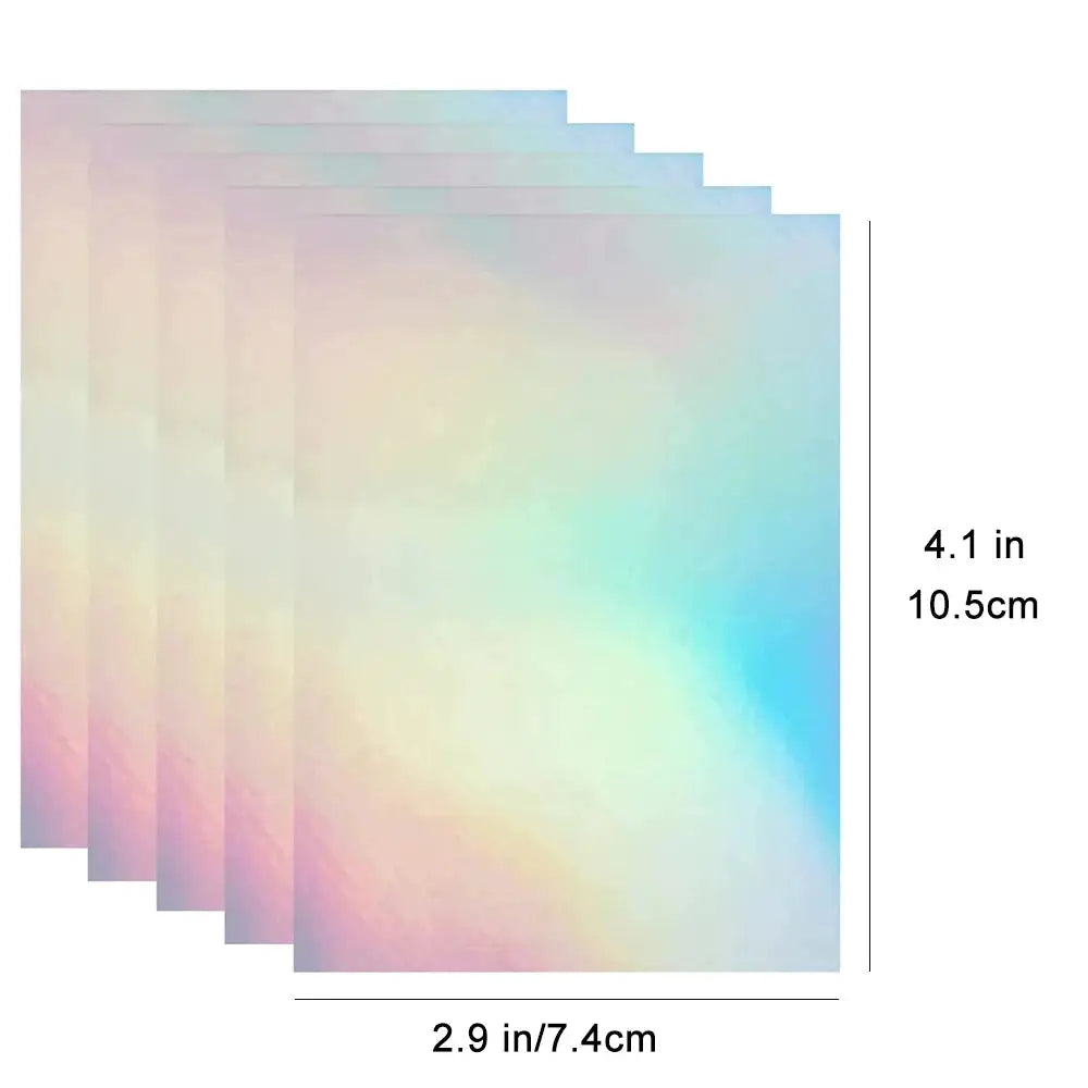 Holographic laminating film sheets, five pieces, 4.1 x 2.9 in, self-adhesive for DIY cards, Simples Market