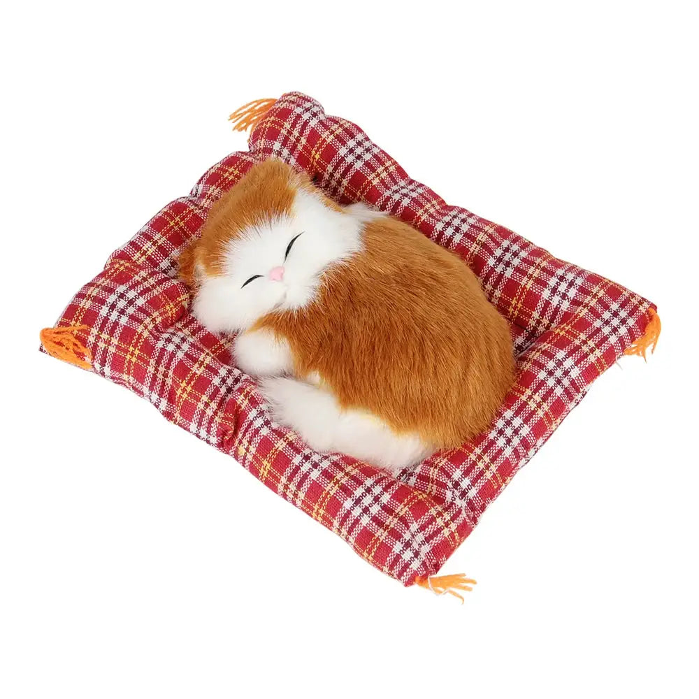 Lovely Plush Kitten Doll Toy For Home And Car Decoration Cute Simulation Sleeping Cat Dashboard Ornament