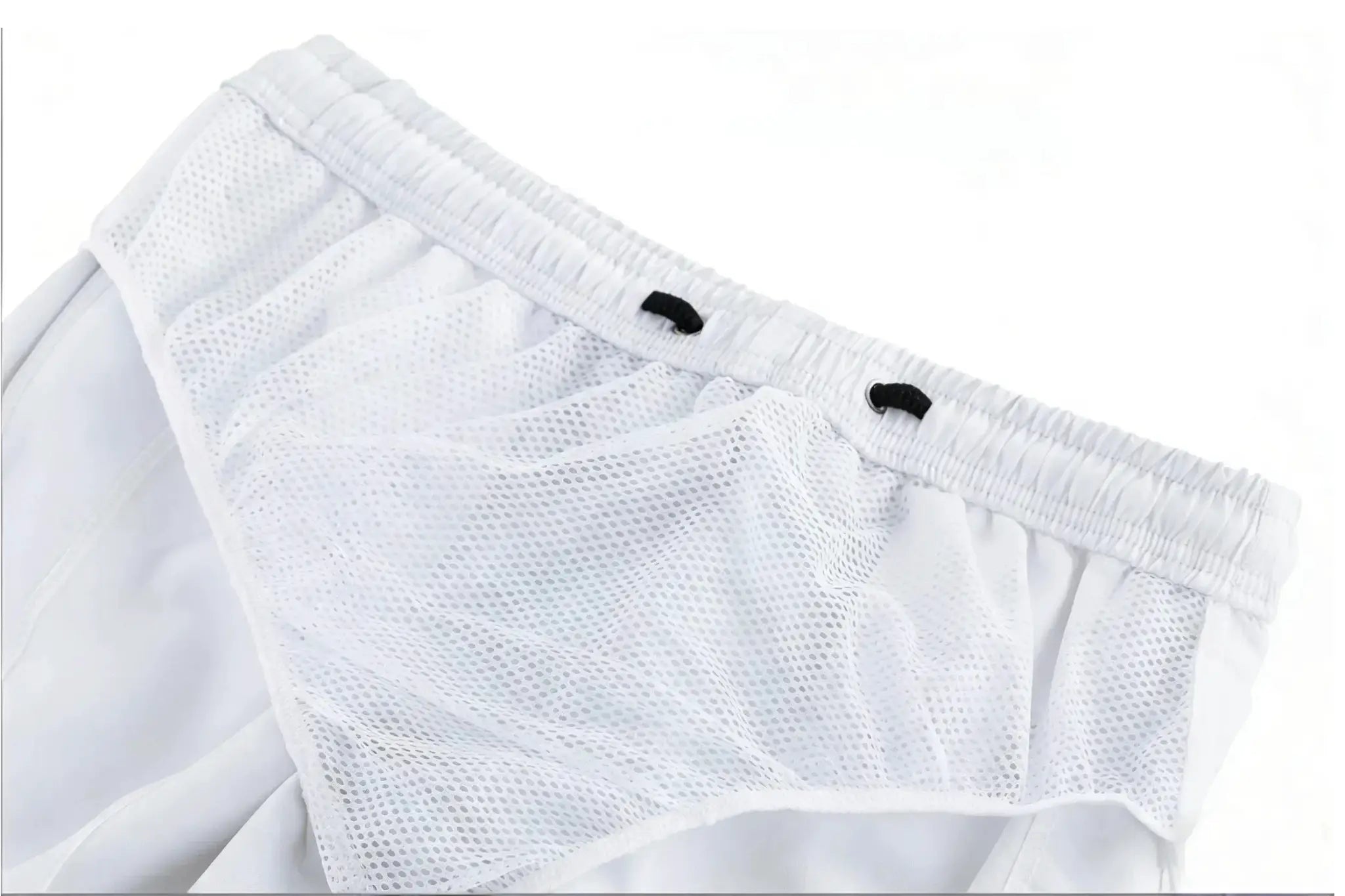 Simples Market men's swim trunks with mesh lining, elastic waist, white drawstring, breathable