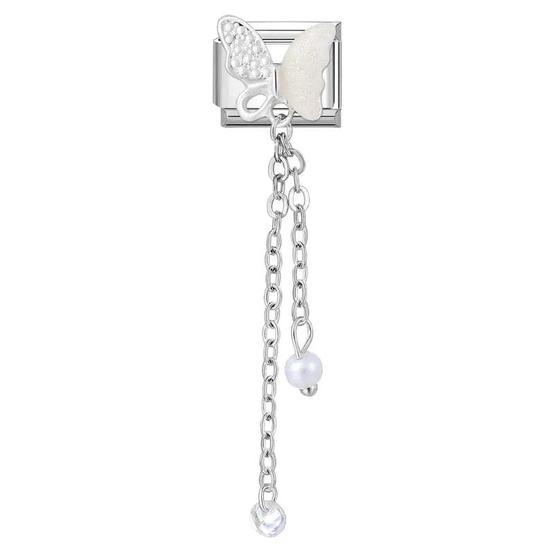 Zircon Moon Cherry Bow Knot Butterfly Heart Star Italian Charm Links For 9mm Bracelet Stainless Steel DIY Jewelry Gifts