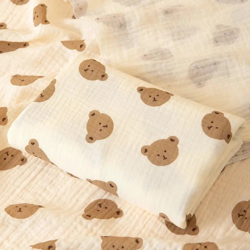 1 Piece Double Layered Baby Swaddle Blanket Soft Breathable With Cute Patterns For All Seasons