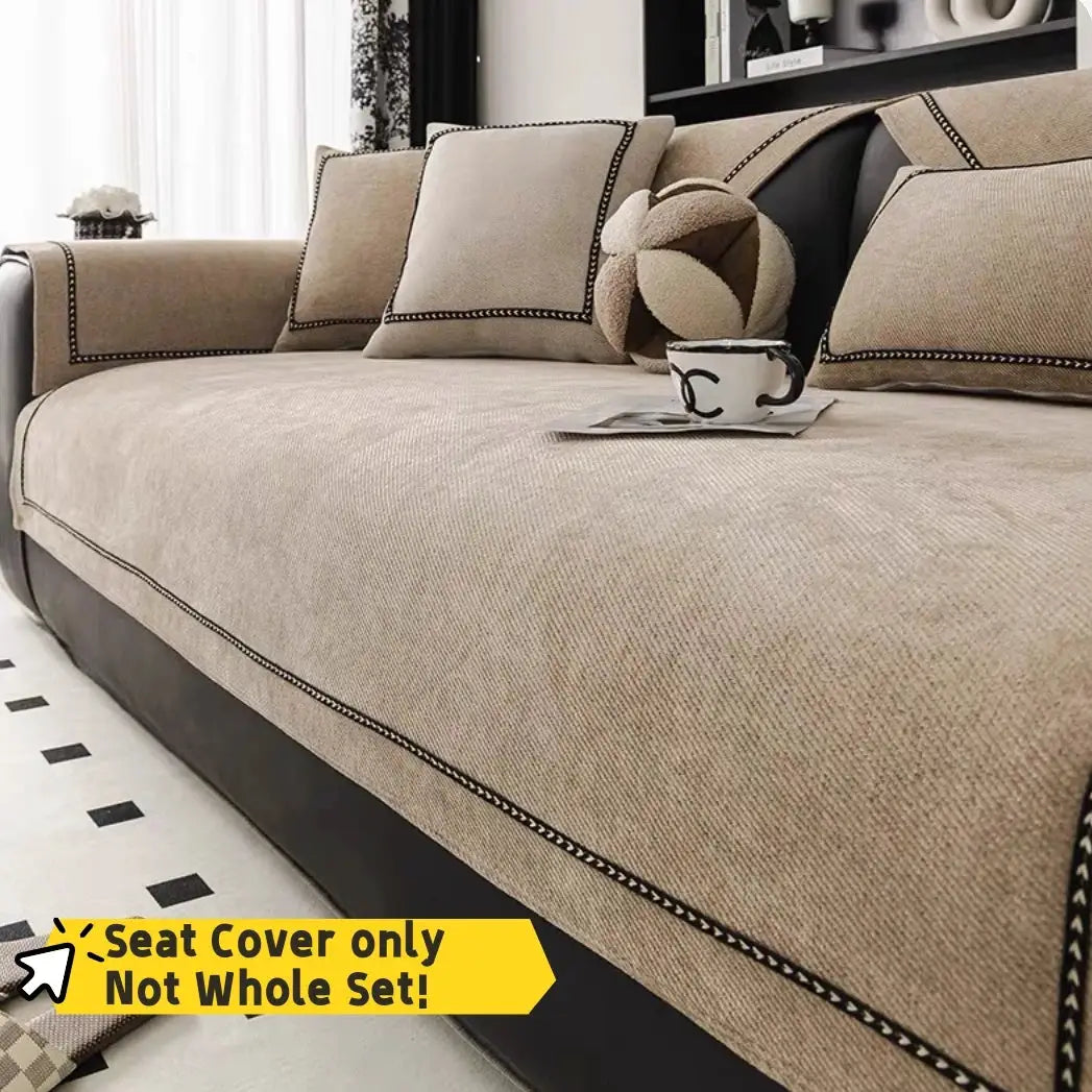 Vintage chenille sofa slipcover by Simples Market; beige universal non-slip, pet-friendly couch cover for 1–4 seater