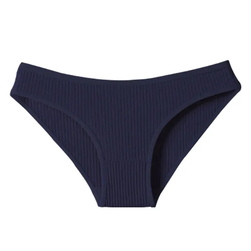 Women's navy ribbed cotton panties, low-rise briefs