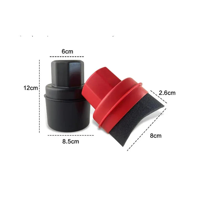 Car tire dressing applicator set by Simples Market, three red curved sponge brushes with black foam pads