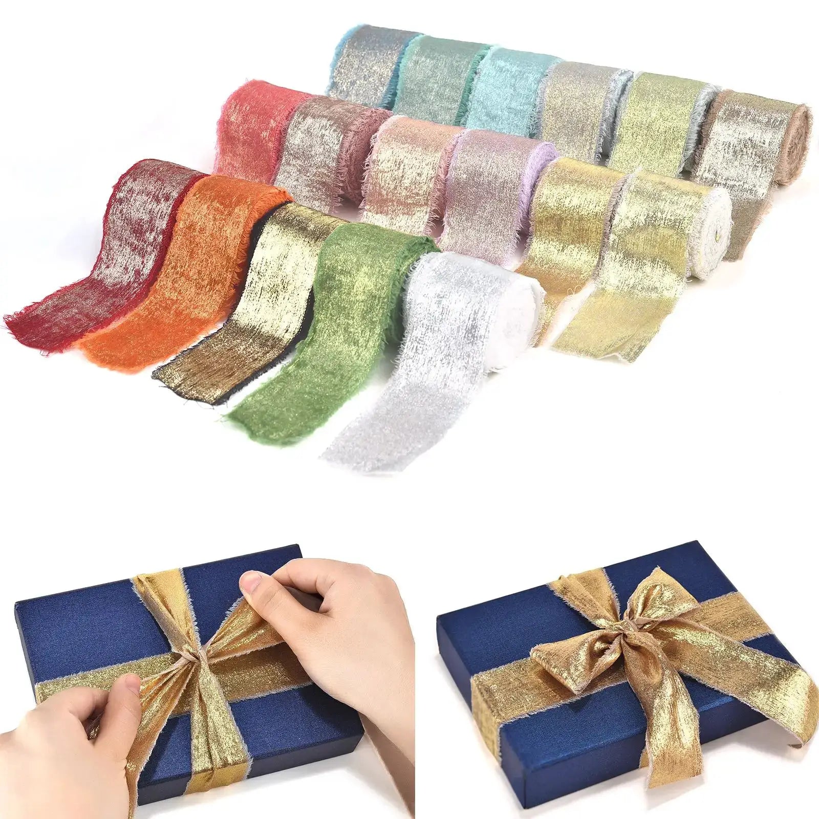LuxeSilk 5M Silk Ribbon Roll Handmade Ripped Ribbon For Wedding Bouquets Gift Boxes And Decor