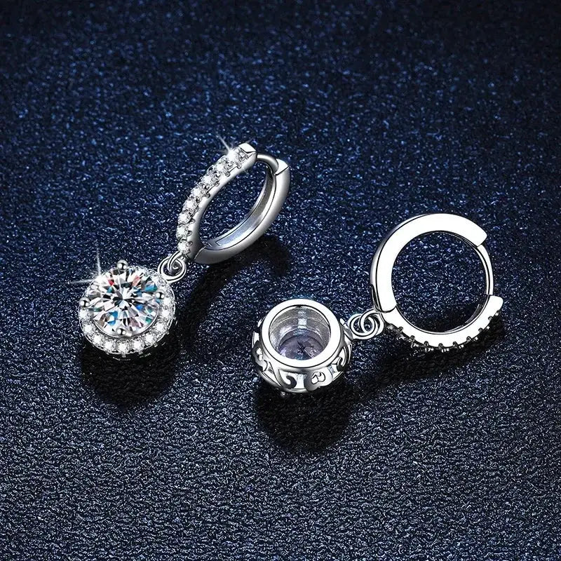 925 Sterling Silver Moissanite Round Hoop Earrings 1 Carat For Women Luxury Evening Style Hypoallergenic