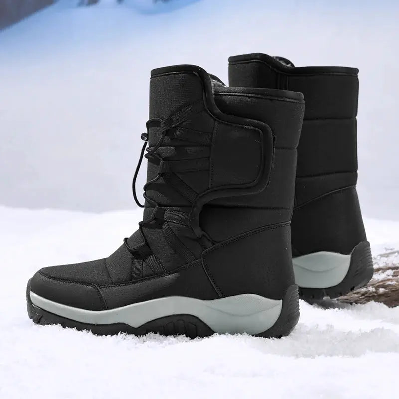 Mens Winter Boots Waterproof Plush Lined Non Slip Outdoor Hiking Ankle Boots All Weather Warmth