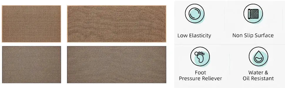 Simples Market washable non-slip kitchen rug with four faux sisal colors and natural rubber backing