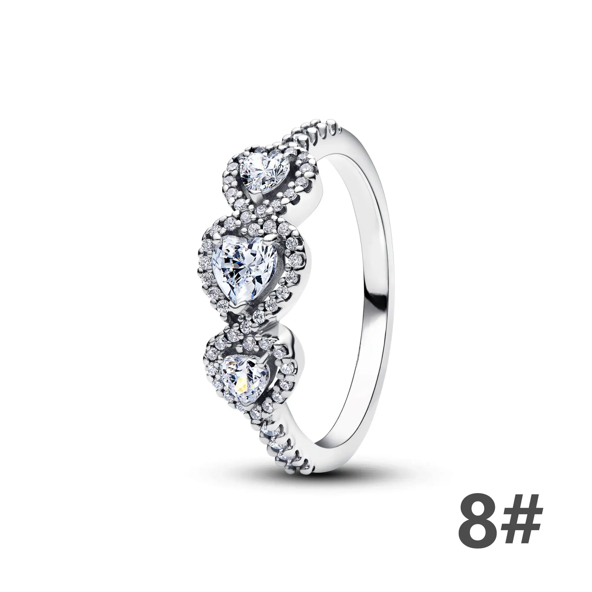 Sterling silver ring with a round center diamond surrounded by a pave diamond halo
