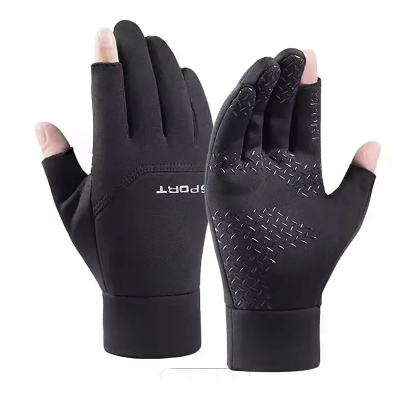 Winter Fishing Gloves for Men and Women Warm Anti Slip Touch Screen Two Fingers Cut Outdoor Angling