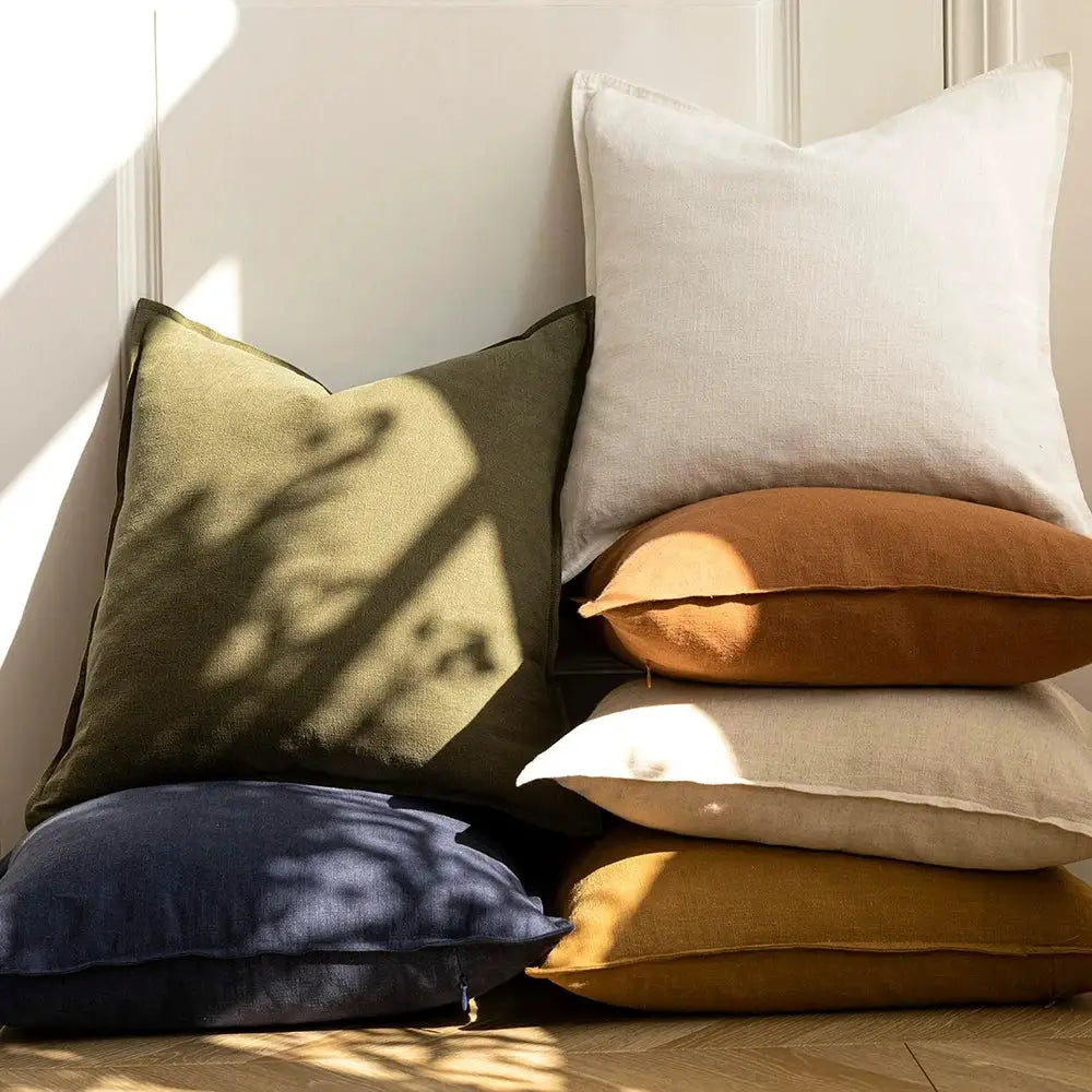 Decorative ramie cushion covers in assorted earthy tones for chair, couch or sofa