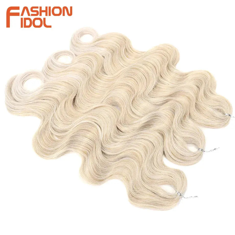 Fashion Idol 24in body-wave crochet hair extensions, 3pcs, ombre blonde synthetic braids by Simples Market