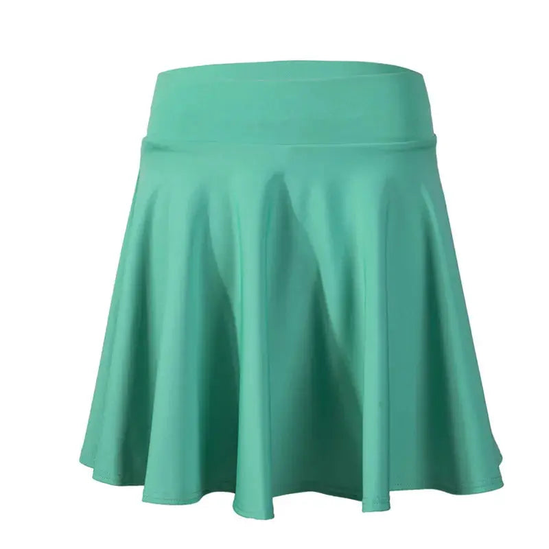 Flared turquoise mini skirt by Simples Market with pleated design
