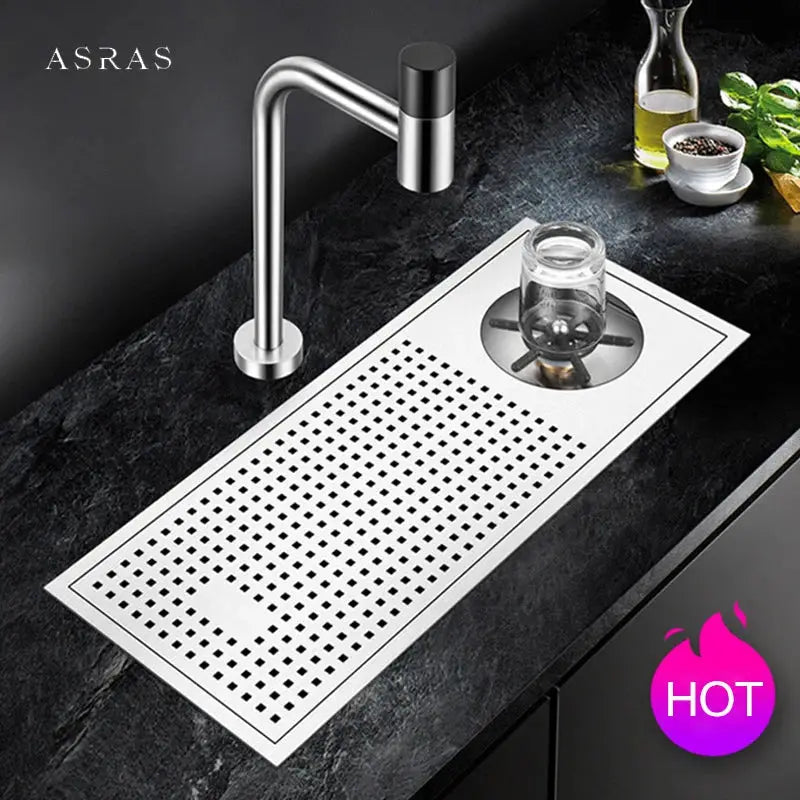 Cup washer bar sink insert, brushed 304 stainless steel, 4mm thickness, ASRAS by Simples Market