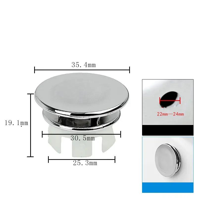 Simples Market chrome round sink overflow cover with white plastic mounting base
