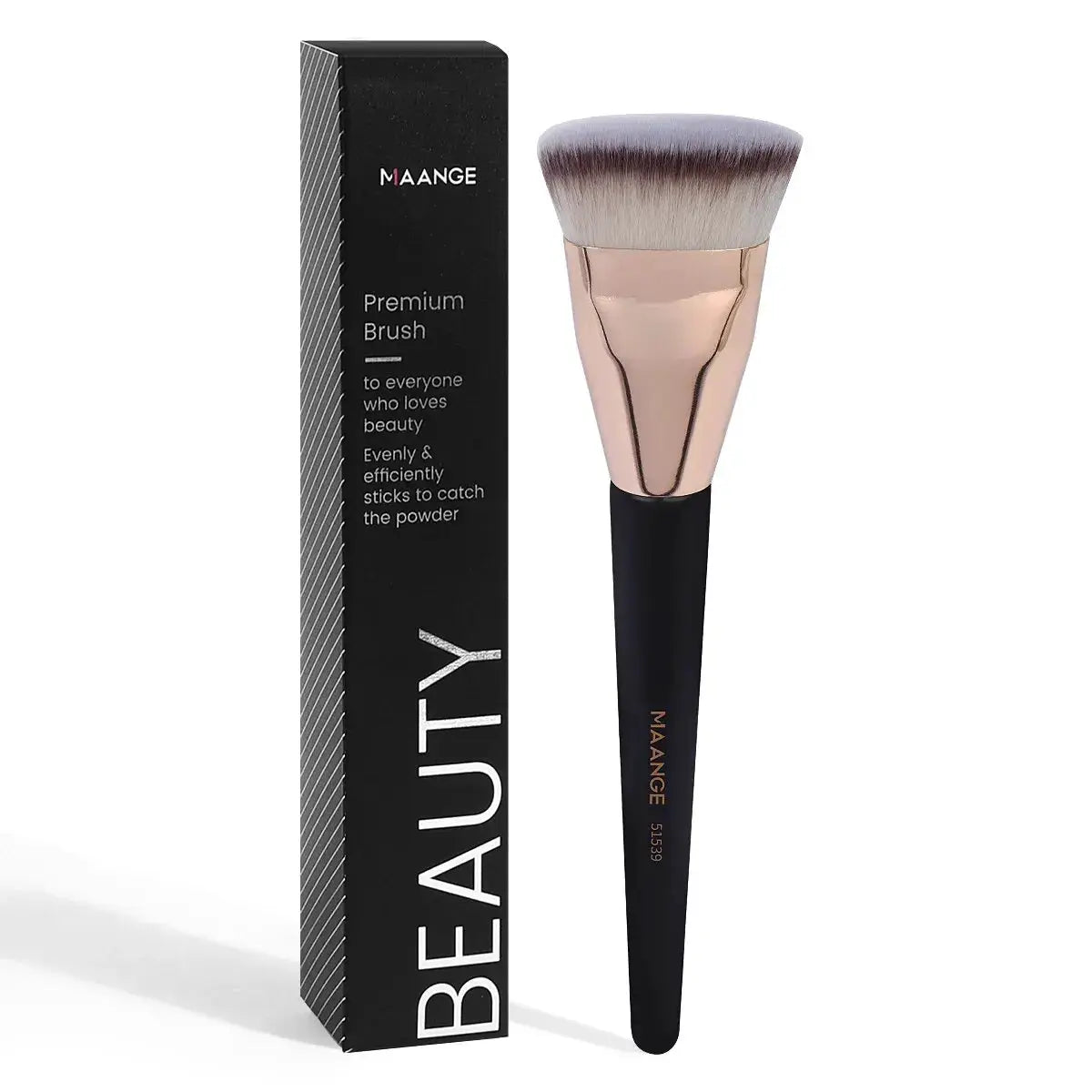 Maange Flat Round Tube Head Foundation Brush For Foundation Concealer Blush Powder Soft Synthetic Bristles Wooden Handle