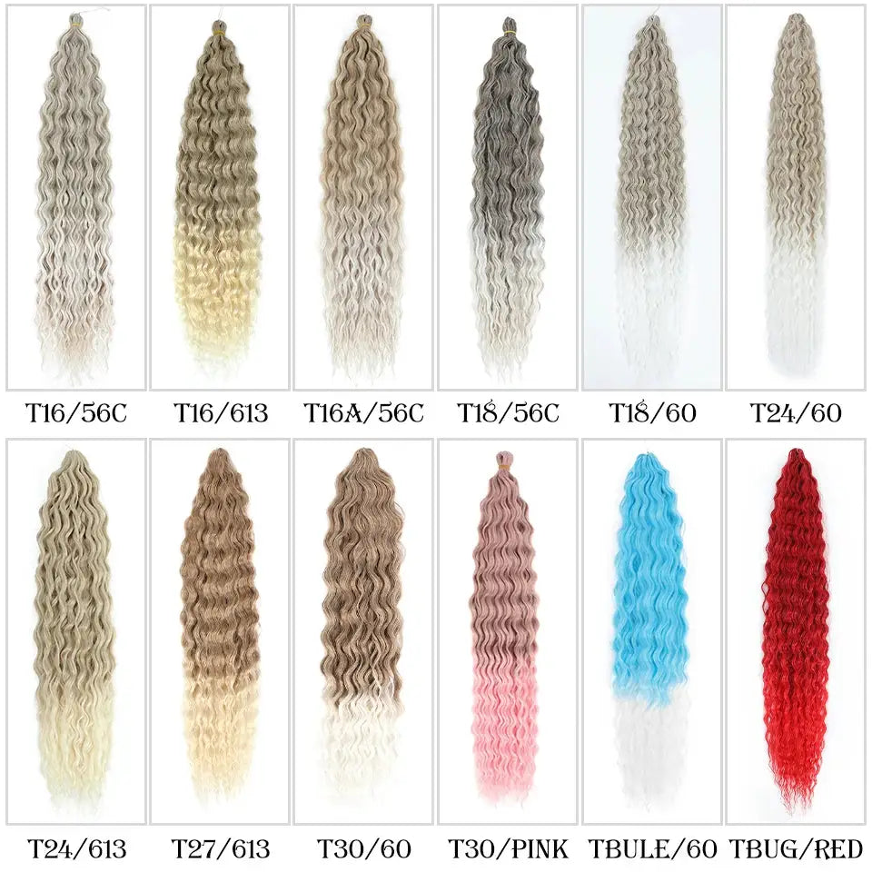 Ariel Curls crochet hair extensions 12-pcs by Simples Market, synthetic water-wave Afro curls, ombre blonde to pink.