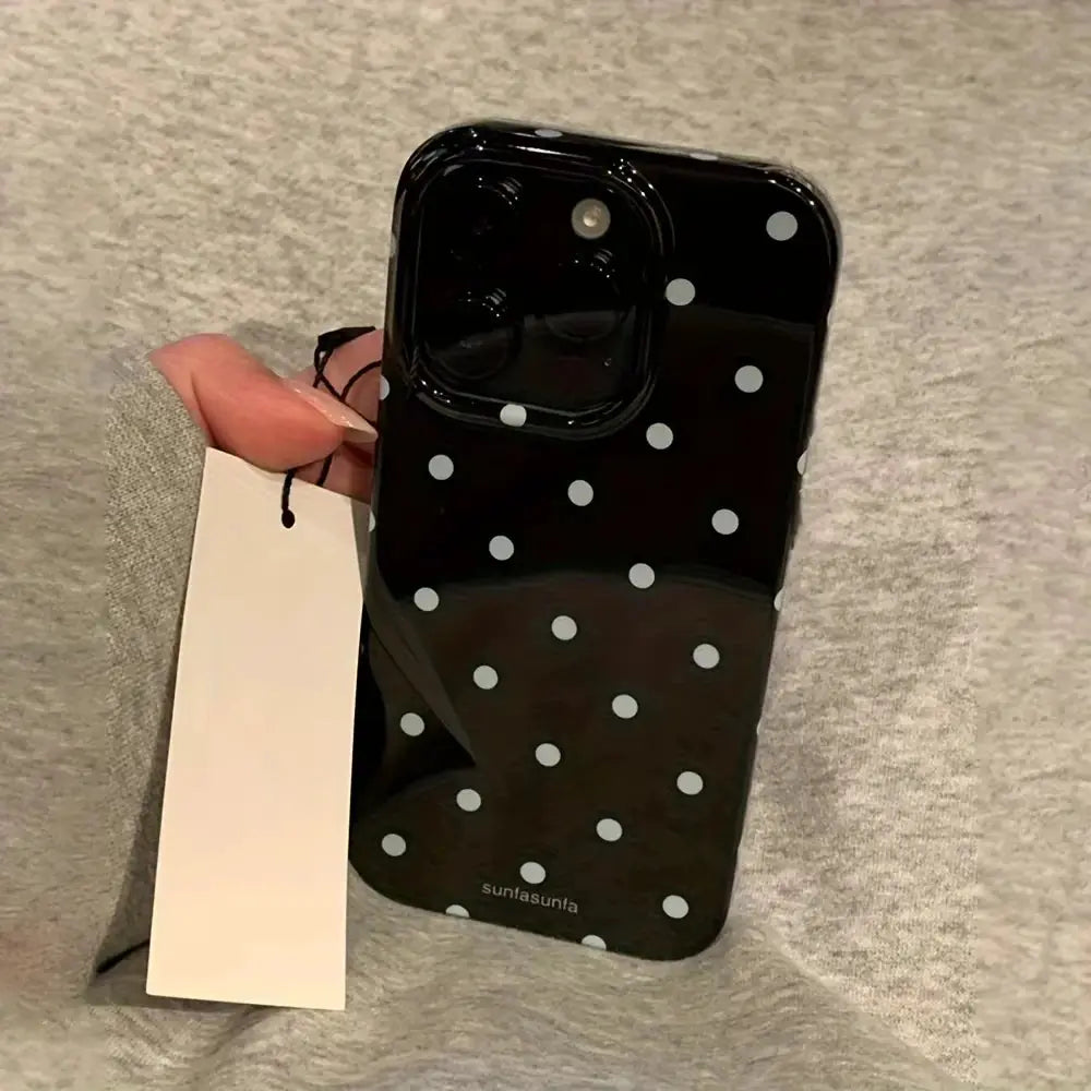 PolkaGuard Minimalist Polka Dot Case For iPhone 11 Through 17 Shockproof Silicone Back Cover