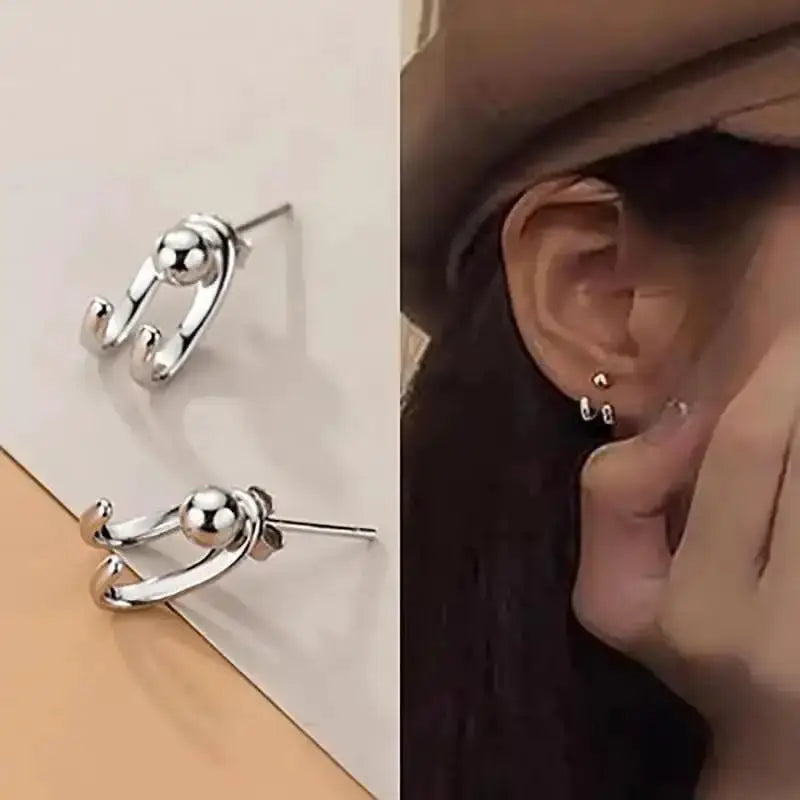 925 Silver Needle Heart Earrings For Women Korean Fashion Crystal Jewelry 2026 Trending Luxury Hoop Earrings